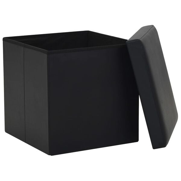 vidaXL Tabourets de rangement pliables lot de 2 noir similicuir