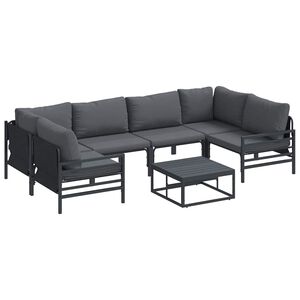 vidaXL Ensemble de canap&eacute; de jardin 7 pc Noir Acier