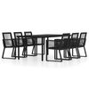 vidaXL Ensemble &agrave; manger de jardin 7 pcs Noir