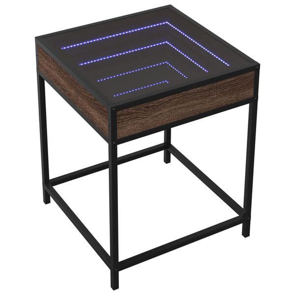 vidaXL Table basse avec LED Infinity chêne marron 40x40x51 cm
