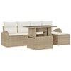 vidaXL Ensemble de canap&eacute; de jardin 6 pc Beige Poly rotin