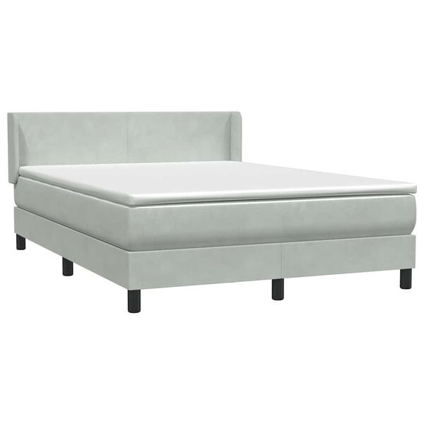 vidaXL Sommier &agrave; lattes de lit et matelas gris clair 160x210cm velours