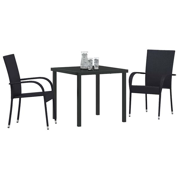 vidaXL Ensemble de salle &agrave; manger pour jardin 3 pcs Noir