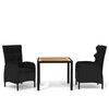 vidaXL Ensemble &agrave; manger de jardin 3 pcs R&eacute;sine tress&eacute;e Noir