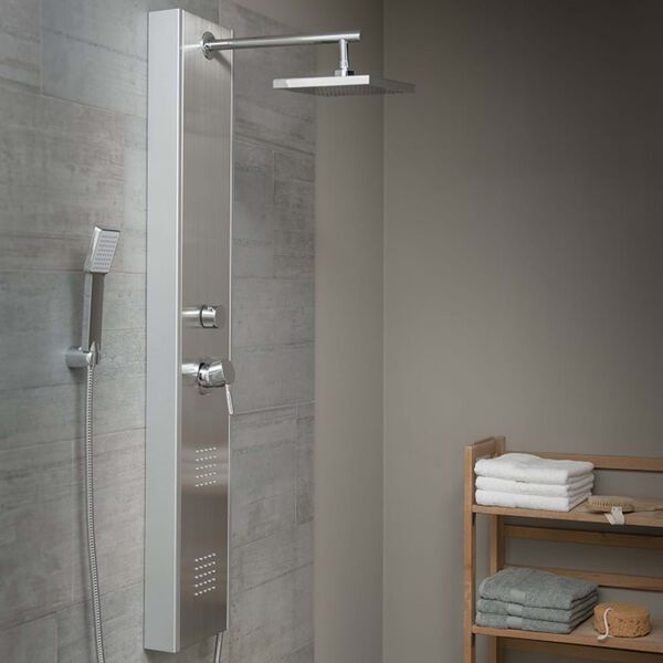 SCH&Uuml;TTE Panneau de douche avec mitigeur &agrave; levier TAHITI Inox