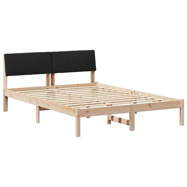 vidaXL Cadre de lit Marron et noir 135 x 190 cm Bois massif en pin