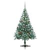 vidaXL Arbre de No&euml;l givr&eacute; pr&eacute;-&eacute;clair&eacute; et boules pommes de pin 150 cm