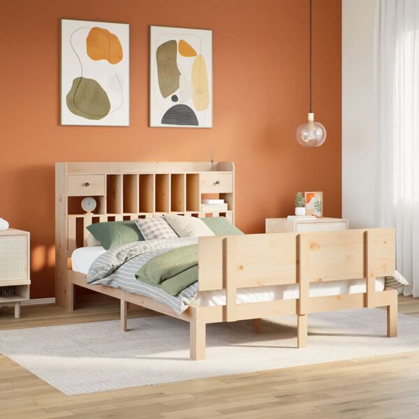 vidaXL Lit biblioth&egrave;que sans matelas 140x190 cm bois de pin massif
