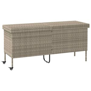 vidaXL Bo&icirc;te de rangement de jardin et roues gris clair r&eacute;sine tress&eacute;e