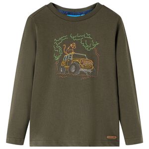 vidaXL T-shirt enfants &agrave; manches longues kaki 92