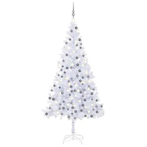 vidaXL Arbre de No&euml;l artificiel pr&eacute;-&eacute;clair&eacute;/boules 210 cm 910 branches