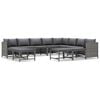 vidaXL Salon de jardin 12 pcs avec coussins R&eacute;sine tress&eacute;e Gris
