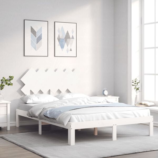 vidaXL Cadre de lit sans matelas blanc bois de pin massif