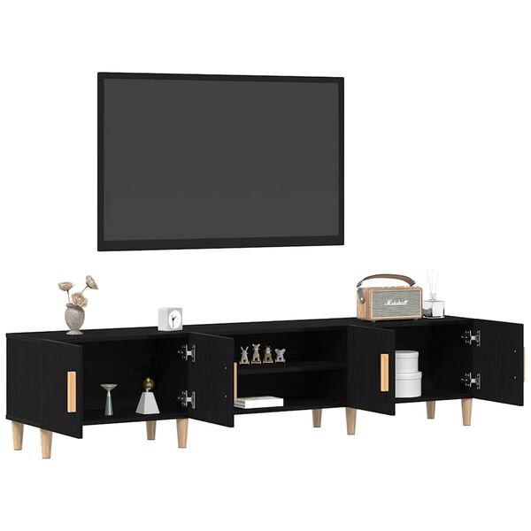 vidaXL Meuble TV Ch&ecirc;ne noir 180 x 31,5 x 40 cm Bois d'ing&eacute;nierie