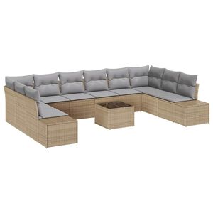 vidaXL Ensemble de canap&eacute; de jardin 10 pcs Beige et Gris clair