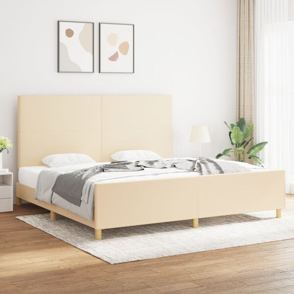 vidaXL Cadre de lit sans matelas cr&egrave;me 200x200 cm tissu
