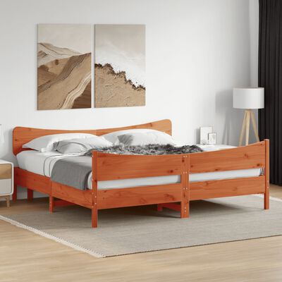 vidaXL Cadre de lit et tête de lit cire marron 200x200 cm bois de pin