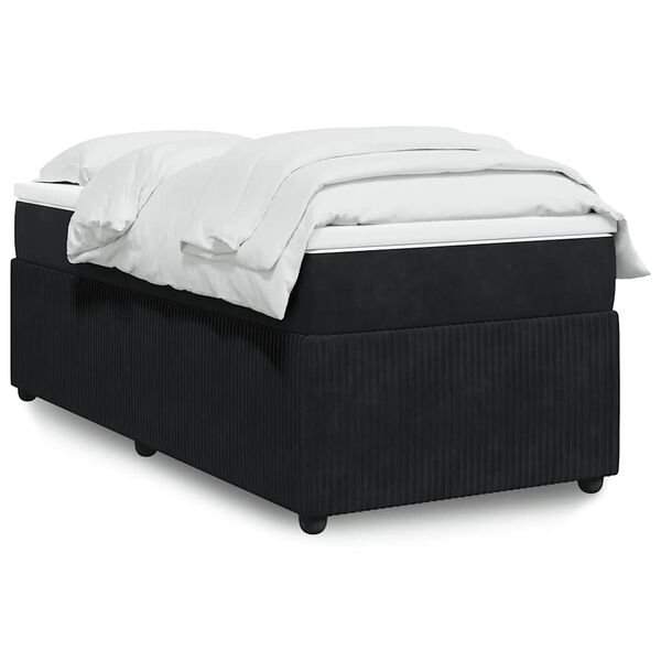 vidaXL Sommier &agrave; lattes de lit avec matelas Noir 90x200 cm Velours
