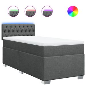 vidaXL Sommier &agrave; lattes de lit avec matelas Gris fonc&eacute; 80x200 cm Tissu