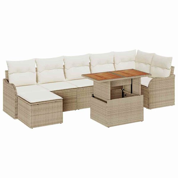 vidaXL Ensemble de canap&eacute; de jardin avec coussin 8 pcs beige et cr&egrave;me