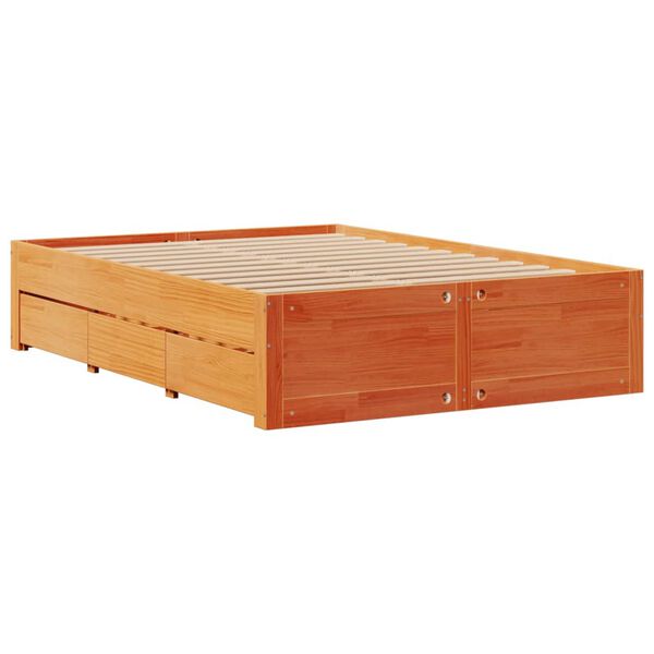 vidaXL Cadre de lit sans matelas avec tiroirs 140x190 cm bois de pin