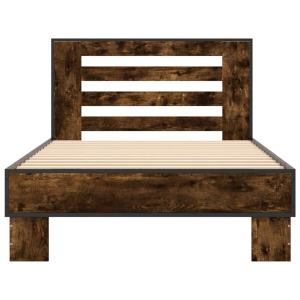 vidaXL Cadre de lit sans matelas ch&ecirc;ne fum&eacute; 90x190 cm