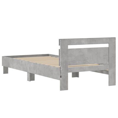 vidaXL Cadre de lit sans matelas avec lumières LED gris béton 90x190cm