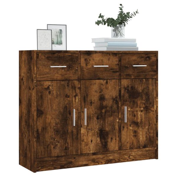 vidaXL Buffet chêne fumé 91x28x75 cm bois d'ingénierie