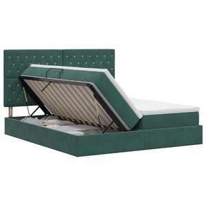 vidaXL Lit de Rangement avec stockage Vert fonc&eacute; 200 x 200 cm Velours