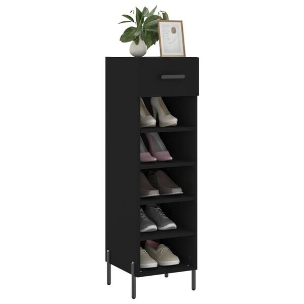 vidaXL Armoire &agrave; chaussures noir 30x35x105 cm bois d'ing&eacute;nierie