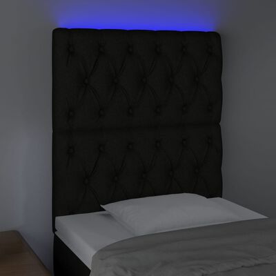 vidaXL Tête de lit à LED Noir 80x7x118/128 cm Tissu