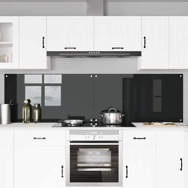 vidaXL Protection de cuisine 2 pcs Noir 110 x 60 cm verre tremp&eacute;