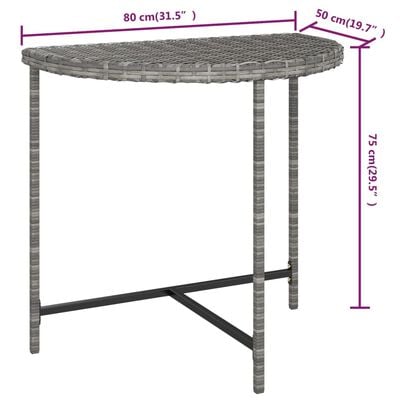 vidaXL Table de jardin Gris 80x50x75 cm Résine tressée