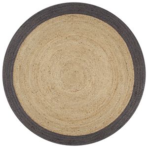 vidaXL Tapis fait &agrave; la main Jute avec bord gris fonc&eacute; 120 cm