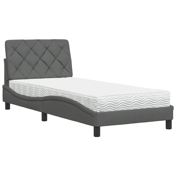 vidaXL Lit avec matelas gris fonc&eacute; 80x200 cm tissu