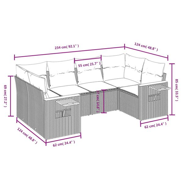 vidaXL Salon de jardin avec coussins 6 pcs beige r&eacute;sine tress&eacute;e