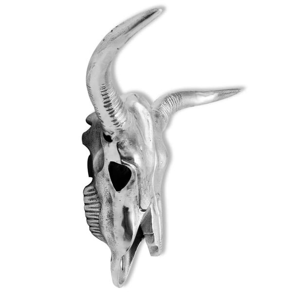 vidaXL D&eacute;coration murale en forme de cr&acirc;ne de taureau Aluminium Argent&eacute;