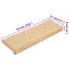 vidaXL Tapis d'escalier 15 pi&egrave;ces 65 x 21 x 4 cm Cr&egrave;me Bord rectangulaire