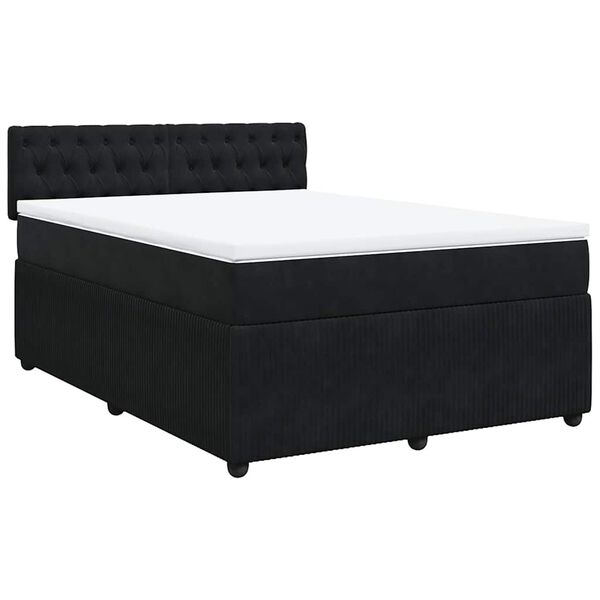 vidaXL Sommier &agrave; lattes de lit et matelas Noir 160x200 cm Velours