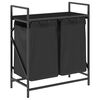 vidaXL Panier &agrave; linge &agrave; 2 compartiments avec &eacute;tag&egrave;re en ch&ecirc;ne noir