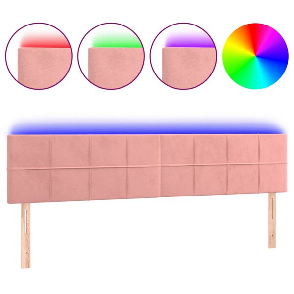 vidaXL T&ecirc;te de lit &agrave; LED Rose 160x5x78/88 cm Velours