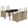 vidaXL Ensemble &agrave; manger de jardin avec coussins 5pcs Beige poly rotin