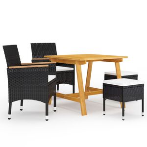 vidaXL Ensemble &agrave; manger de jardin 5 pcs Noir