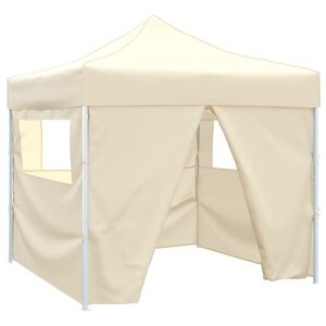 vidaXL Tente pliable avec 4 parois Cr&egrave;me 3 x 3 m
