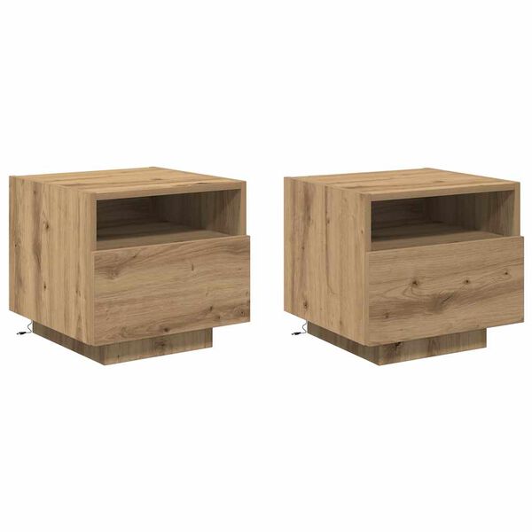 vidaXL Cabinet de chevet 2 pcs Ch&ecirc;ne artisanal 40 x 39 x 37 cm