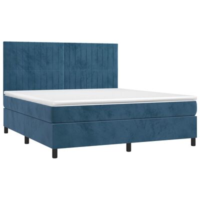 vidaXL Sommier à lattes de lit matelas et LED Bleu foncé 160x200 cm