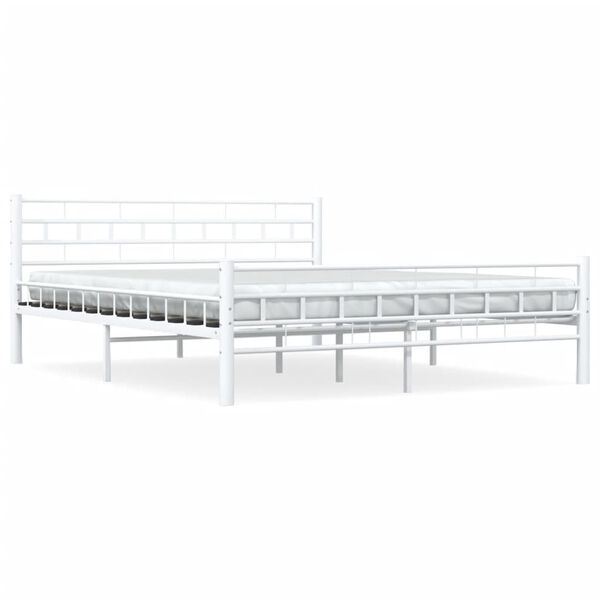 vidaXL Cadre de lit et tête de lit sans matelas blanc 160x200 cm métal