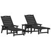 vidaXL Transat 3 pc Poly&eacute;thyl&egrave;ne Noir