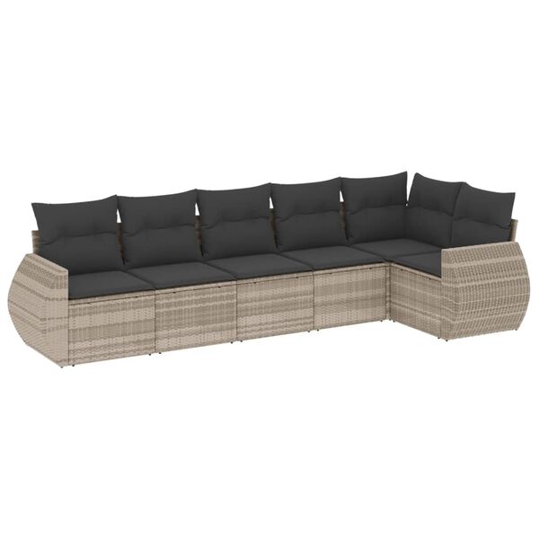 vidaXL Salon de jardin 6 pcs avec coussins gris clair r&eacute;sine tress&eacute;e