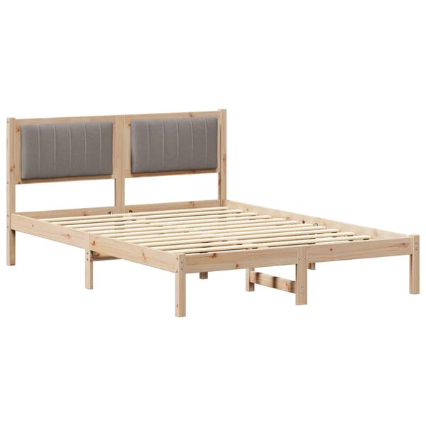 vidaXL Cadre de lit avec t&ecirc;te de lit rembourr&eacute;e Taupe 140 x 190 cm